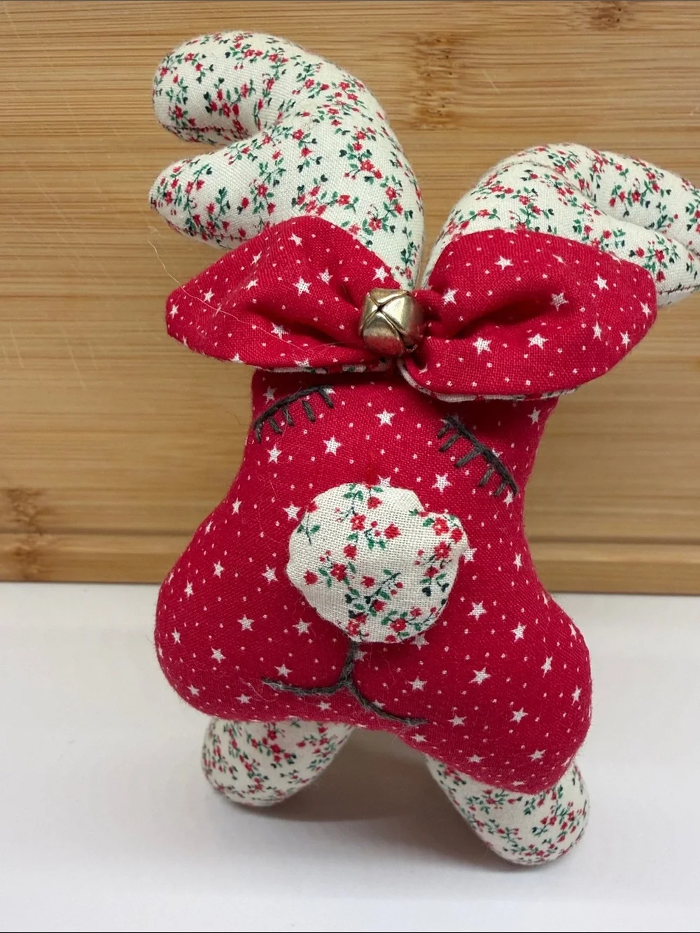 Vintage Hadmade Fabric Reindeer 8”